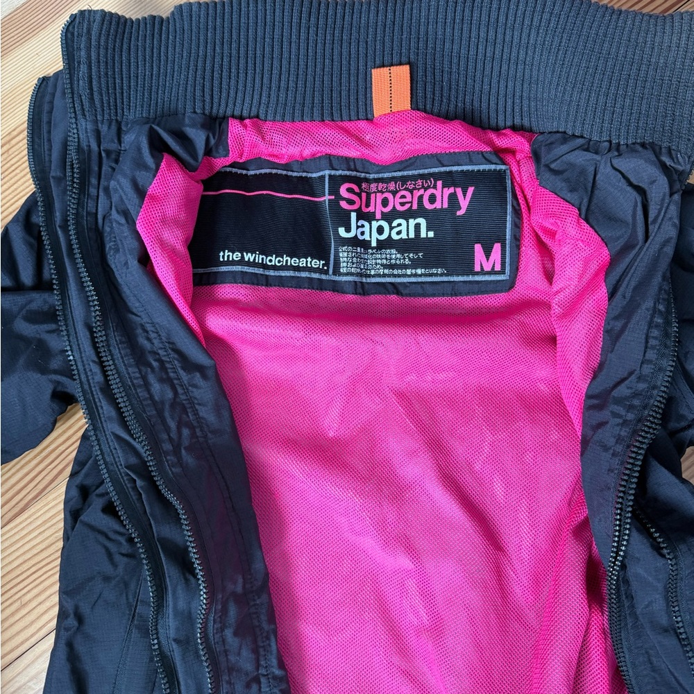 Superdry Women's Black and Pink Windcheater Jacket size M